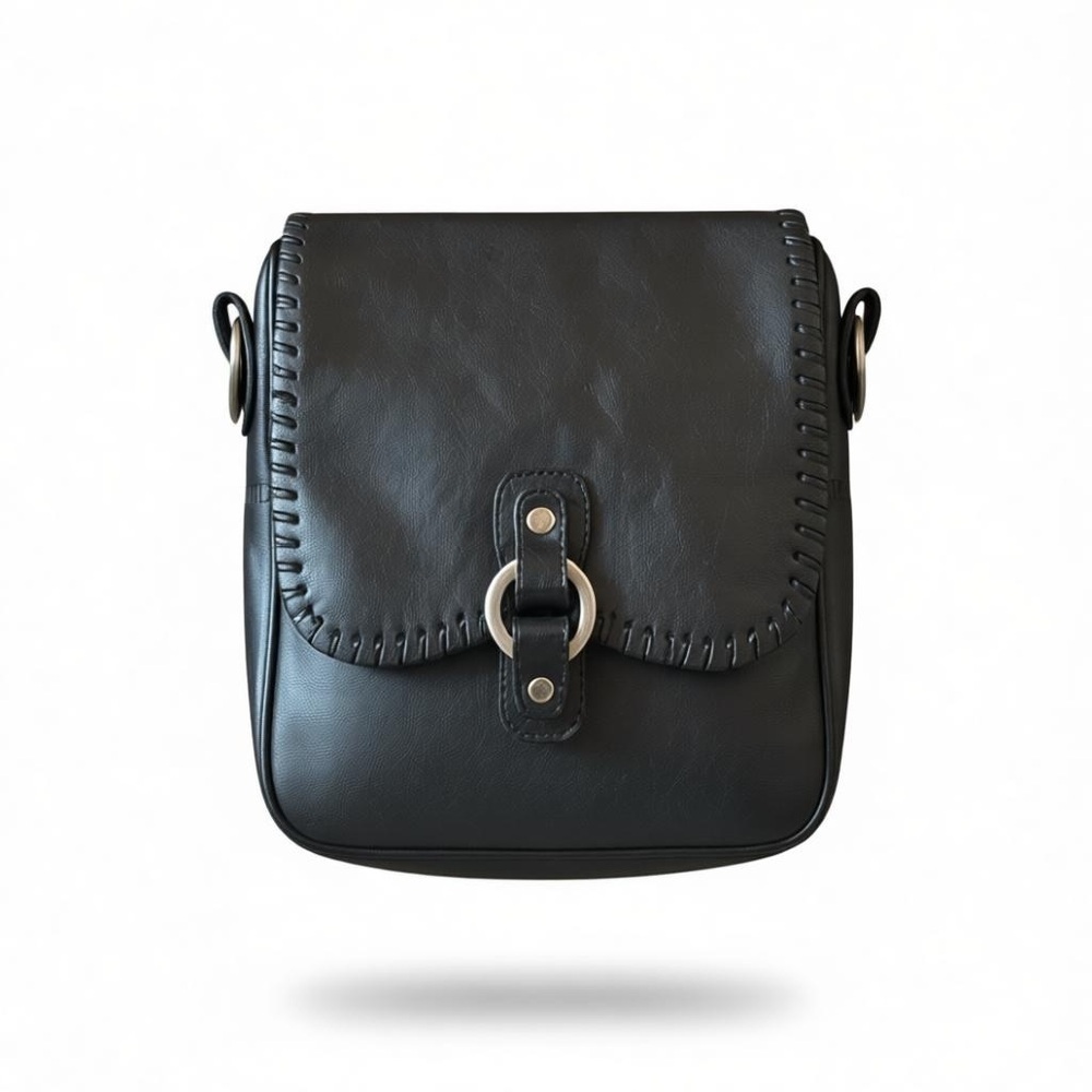 Lara Giusti Italian  Black Leather Shoulder Bag